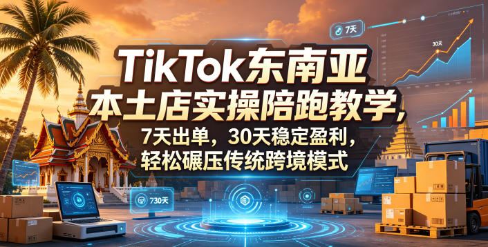TikTok东南亚本土店实操陪跑教学，7天出单，30天稳定盈利，轻松碾压传统跨境模式-白蛇网