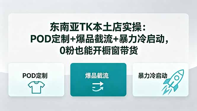 东南亚TK本土店实操：POD定制+爆品截流+暴力冷启动，0粉也能开橱窗带货-白蛇网