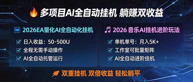 多项目AI自动挂机玩法：双重挂机，双倍收益，轻松躺平-白蛇网