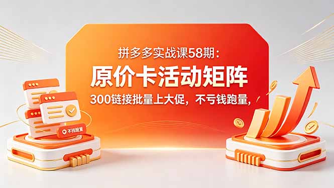 拼多多实战课58期：原价卡活动矩阵，300链接批量上大促，不亏钱跑量-白蛇网