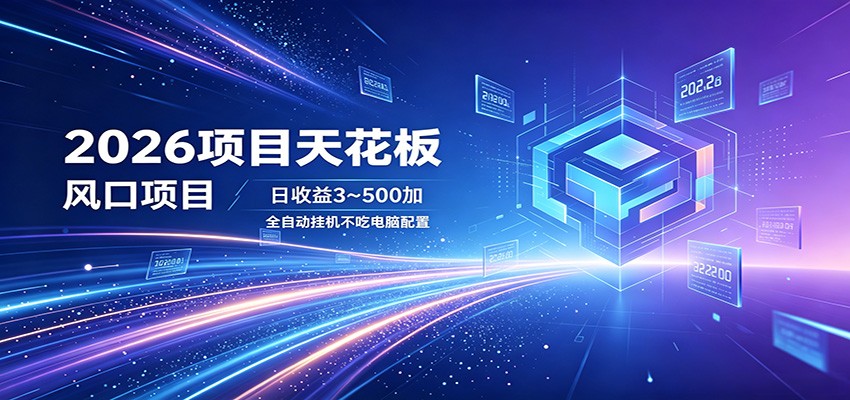 2026项目天花板，风口项目，日收益3~500+全自动挂机，不吃配置-白蛇网