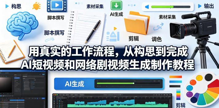 用真实的工作流程，从构思到完成AI短视频和网络剧视频生成制作教程-中英字幕-白蛇网