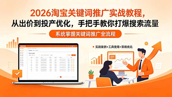 2026淘宝关键词推广实战教程，，从出价到投产优化，手把手教你打爆搜索流量-白蛇网