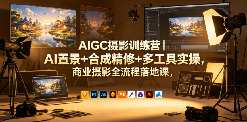 AIGC摄影训练营｜AI置景+合成精修+多工具实操，商业摄影全流程落地课-白蛇网