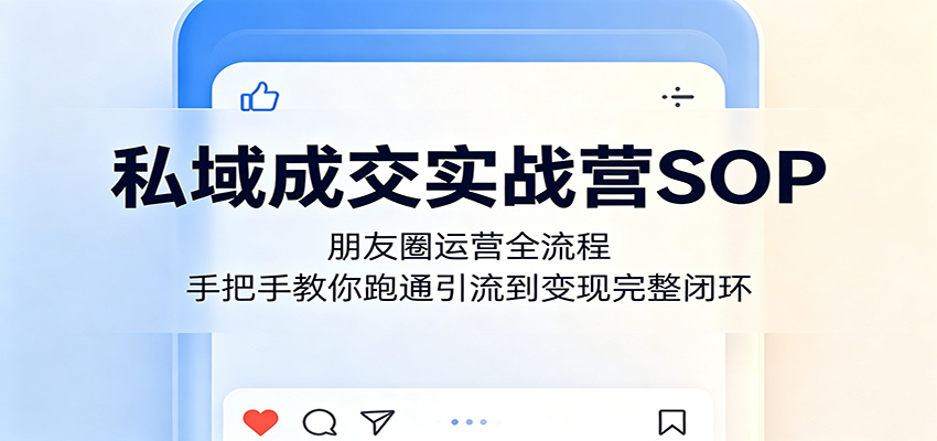 私域成交实战营SOP:朋友圈运营全流程,手把手教你跑通引流到变现完整闭环-白蛇网