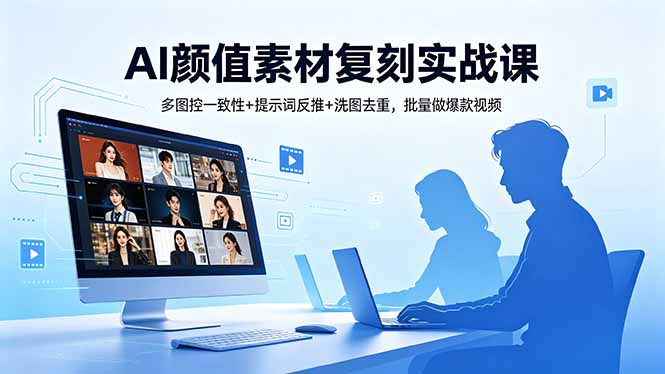 AI颜值素材复刻实战课，多图控一致性+提示词反推+洗图去重，批量做爆款视频-白蛇网