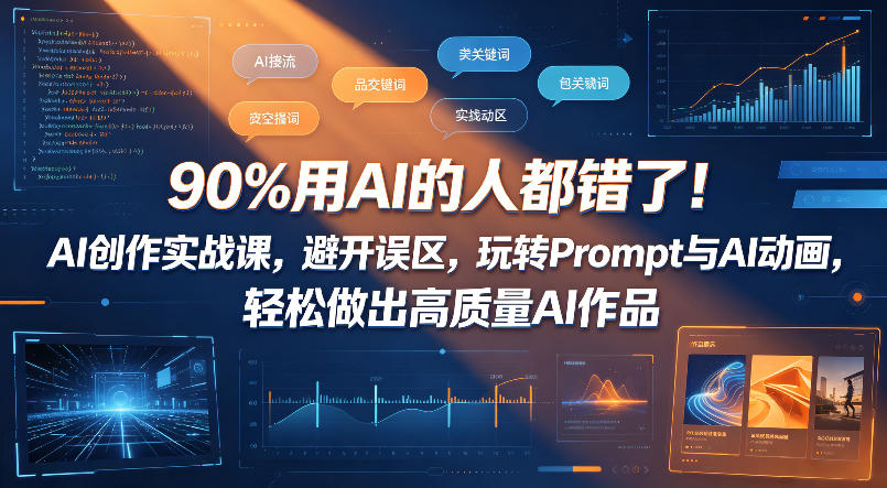 90%用AI的人都错了！AI创作实战课，避开误区，玩转Prompt与AI动画，轻松做出高质量AI作品网赚项目-副业赚钱-互联网创业-资源整合青创网