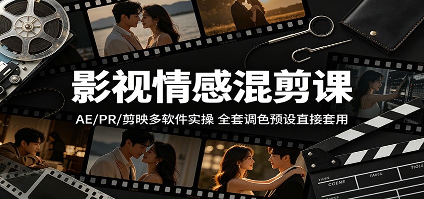 影视情感混剪课：AE/PR/剪映多软件实操，全套调色预设直接套用网赚项目-副业赚钱-互联网创业-资源整合青创网