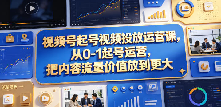 视频号起号视频投放运营课，从0-1起号运营，把内容流量价值放到更大网赚项目-副业赚钱-互联网创业-资源整合青创网