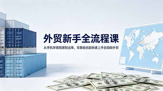 外贸新手全流程课：从手机环境搭建到出单，零基础也能快速上手合规做外贸网赚项目-副业赚钱-互联网创业-资源整合青创网