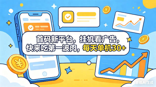 首码新平台，挂G自动看广告，快来吃第一波肉，每天单机30+，可矩阵放大【揭秘】-白蛇网