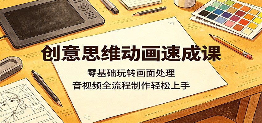 创意思维动画速成课：零基础玩转画面处理，音视频全流程制作轻松上手网赚项目-副业赚钱-互联网创业-资源整合青创网
