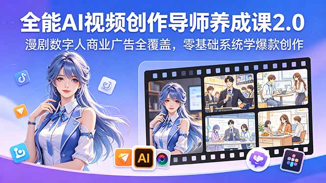 ff1cd9fd79204aa3717361c7aff4507c.jpeg 全能AI视频创作导师养成课2.0,漫剧数字人商业广告全覆盖,零基础系统学爆款创作