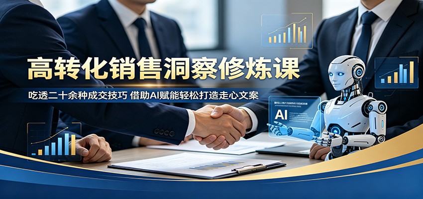 高转化销售洞察修炼课：吃透二十余种成交技巧，借助AI赋能轻松打造走心文案网赚项目-副业赚钱-互联网创业-资源整合青创网