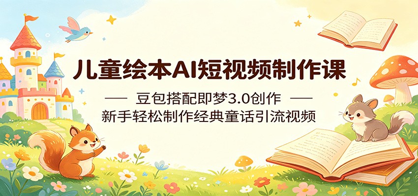 儿童绘本AI短视频制作课：豆包搭配即梦3.0创作，新手轻松制作经典童话引流视频网赚项目-副业赚钱-互联网创业-资源整合青创网