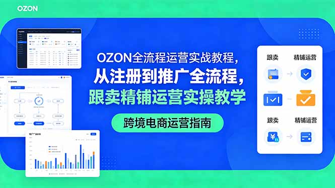 OZON全流程运营实战教程，从注册到推广全流程，跟卖精铺运营实操教学-白蛇网