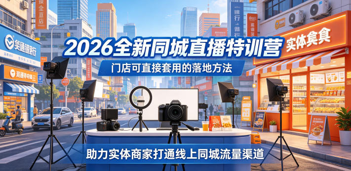 2026全新同城直播特训营，门店可直接套用的落地方法，助力实体商家打通线上同城流量渠道网赚项目-副业赚钱-互联网创业-资源整合青创网