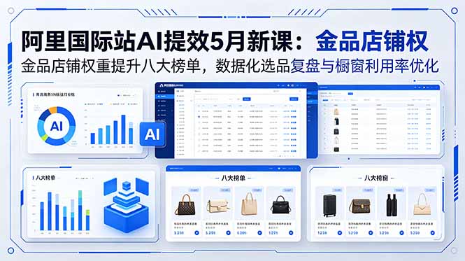 阿里国际站AI提效5月新课：金品店铺权重提升八大榜单，数据化选品复盘与橱窗利用率优化网赚项目-副业赚钱-互联网创业-资源整合青创网
