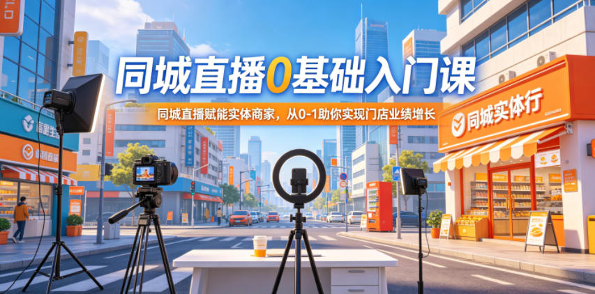 同城直播0基础入门课，同城直播赋能实体商家，从0-1助你实现门店业绩增长网赚项目-副业赚钱-互联网创业-资源整合青创网