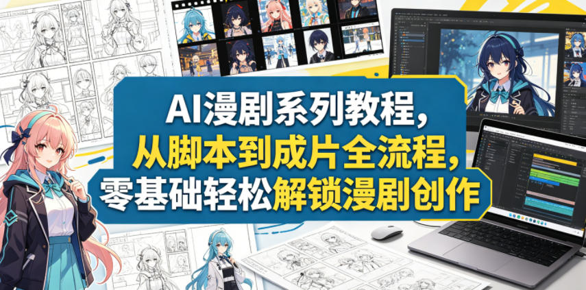 AI漫剧系列教程，从脚本到成片全流程，零基础轻松解锁漫剧创作网赚项目-副业赚钱-互联网创业-资源整合青创网