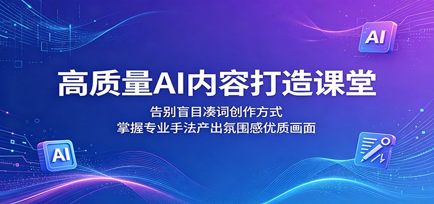 高质量AI内容打造课堂：告别盲目凑词创作方式，掌握专业手法产出氛围感优质画面网赚项目-副业赚钱-互联网创业-资源整合青创网