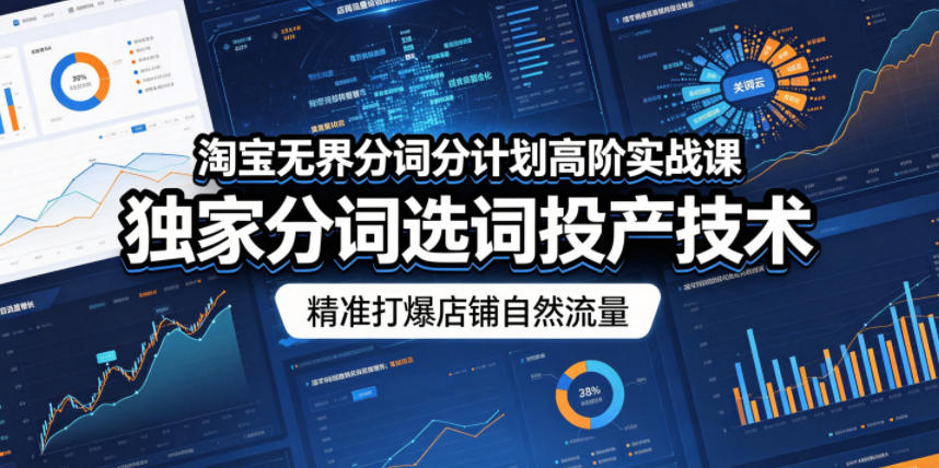 淘宝无界分词分计划高阶实战课，独家分词选词投产技术，精准打爆店铺自然流量网赚项目-副业赚钱-互联网创业-资源整合青创网