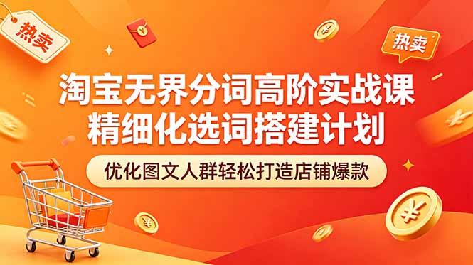 淘宝无界分词高阶实战课 精细化选词搭建计划 优化图文人群轻松打造店铺爆款网赚项目-副业赚钱-互联网创业-资源整合青创网