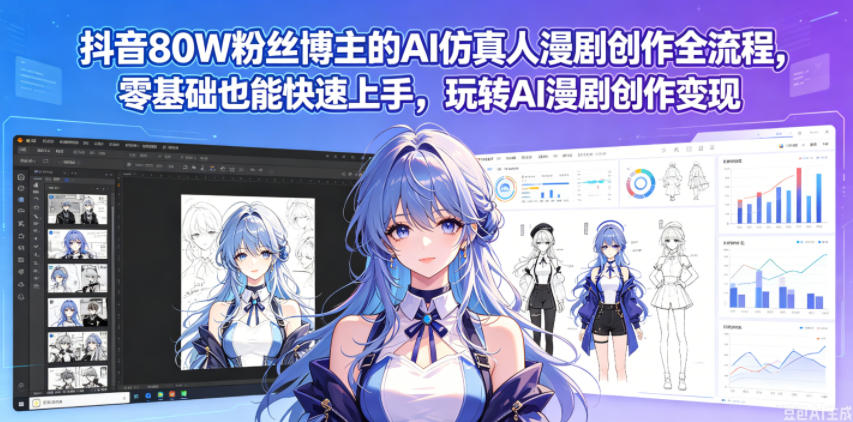 2d0be635603415d3e0463ba53e760d01.jpeg 抖音80W粉丝博主的AI仿真人漫剧创作全流程,零基础也能快速上手,玩转AI漫剧创作变现