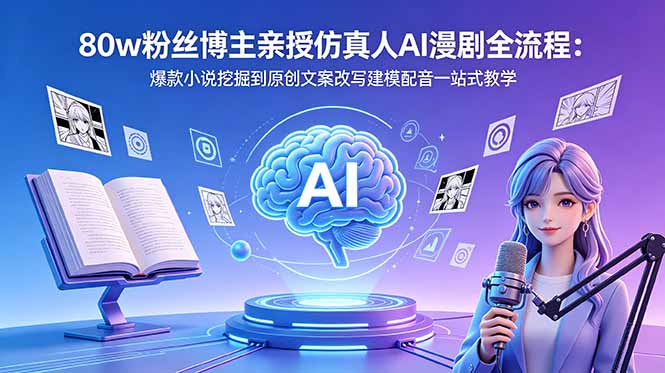 8e803436ae26b9a1ca43b5ea3dfd6807.jpeg 80w粉丝博主亲授仿真人AI漫剧全流程:爆款小说挖掘到原创文案改写建模配音一站式教学