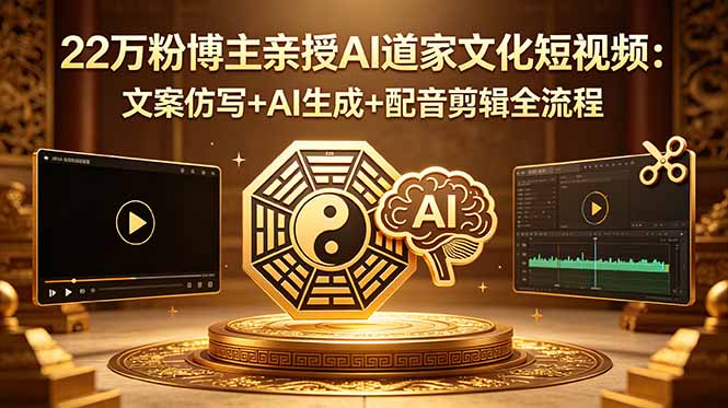 22万粉博主亲授AI道家文化短视频：文案仿写+AI生成+配音剪辑全流程网赚项目-副业赚钱-互联网创业-资源整合青创网