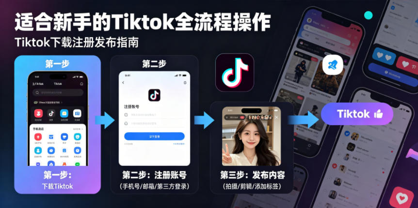 Tiktok下载注册发布，适合新手的Tiktok全流程操作网赚项目-副业赚钱-互联网创业-资源整合青创网
