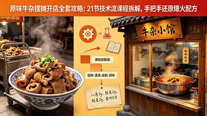 5a47d2b554e5667d1d93a1eaaed1e27f.jpeg 原味牛杂摆摊开店全套攻略:21节技术流课程拆解,手把手还原爆火配方