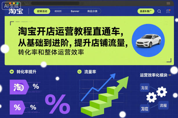 淘宝开店运营教程直通车，从基础到进阶，提升店铺流量，转化率和整体运营效率(更新26年05月27日)网赚项目-副业赚钱-互联网创业-资源整合青创网
