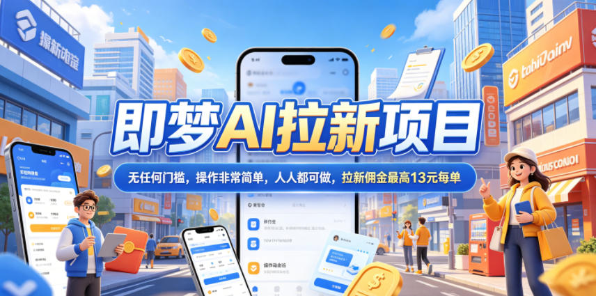 2026年即梦AI拉新项目最新玩法，无任何门槛，操作非常简单，人人都可做，拉新佣金最高13元每单网赚项目-副业赚钱-互联网创业-资源整合青创网