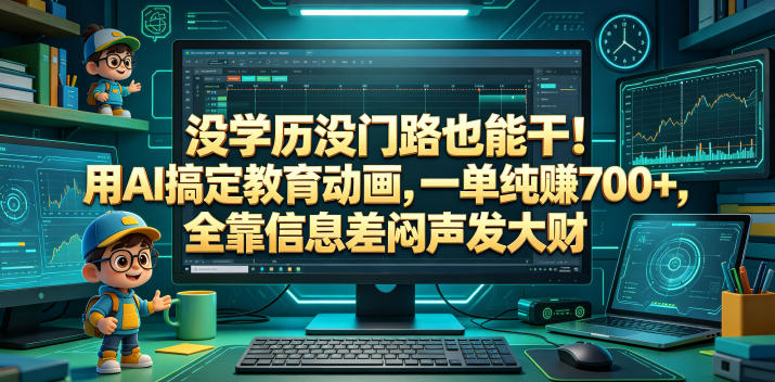 没学历没门路也能干！用AI搞定教育动画，一单纯賺700+，全靠信息差闷声发大财【揭秘】网赚项目-副业赚钱-互联网创业-资源整合青创网