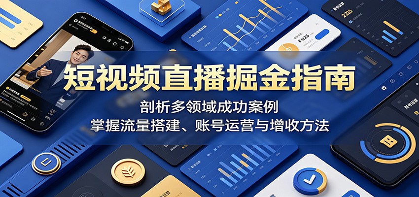 短视频直播掘金指南：剖析多领域成功案例，掌握流量搭建、账号运营与增收方法网赚项目-副业赚钱-互联网创业-资源整合青创网
