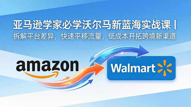 亚马逊卖家必学沃尔玛新蓝海实战课|拆解平台差异,快速平移流量,低成本开拓跨境新渠道网赚项目-副业赚钱-互联网创业-资源整合青创网