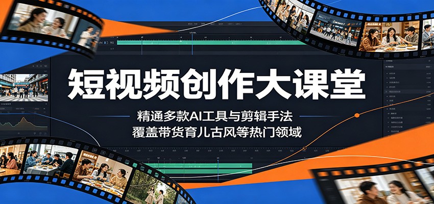 短视频创作大课堂：精通多款AI工具与剪辑手法，覆盖带货、育儿、古风等热门领域网赚项目-副业赚钱-互联网创业-资源整合青创网