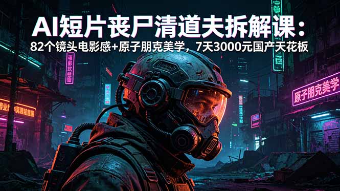 65ff41a3cf675f7a3b0e8217faa84190.jpeg AI短片《丧尸清道夫》拆解课:82个镜头电影感+原子朋克美学,7天3000元国产天花板