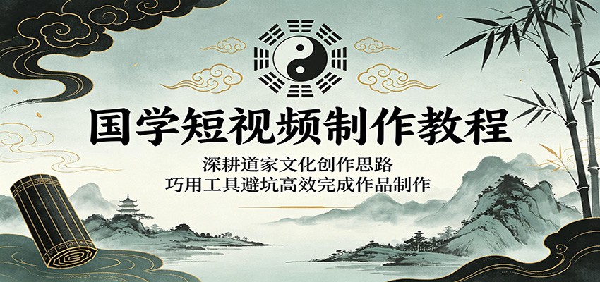 国学短视频制作教程：深耕道家文化创作思路，巧用工具避坑高效完成作品制作网赚项目-副业赚钱-互联网创业-资源整合青创网