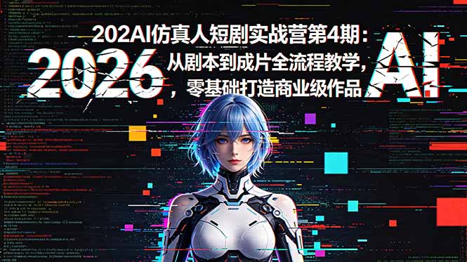 2026AI仿真人短剧实战营第4期：从剧本到成片全流程教学，零基础打造商业级作品网赚项目-副业赚钱-互联网创业-资源整合青创网