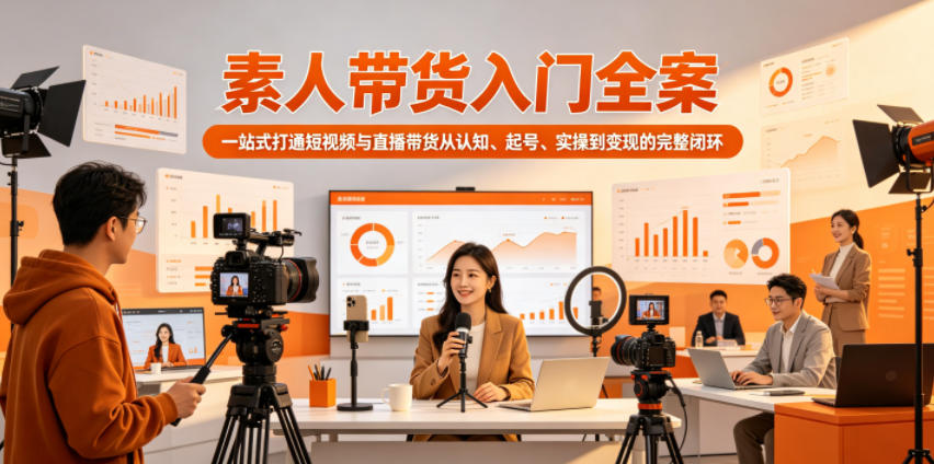 素人带货入门全案，一站式打通短视频与直播带货从认知、起号、实操到变现的完整闭环网赚项目-副业赚钱-互联网创业-资源整合青创网
