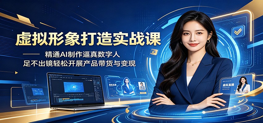 虚拟形象打造实战课：精通AI制作逼真数字人，足不出镜轻松开展产品带货与变现网赚项目-副业赚钱-互联网创业-资源整合青创网