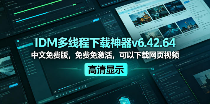43b61d1a966c42e56ca1e7d14838c856.jpeg IDM多线程下载神器v6.42.64中文免费版,免费免激活,可以下载网页视频(例如飞书文档内的视频)