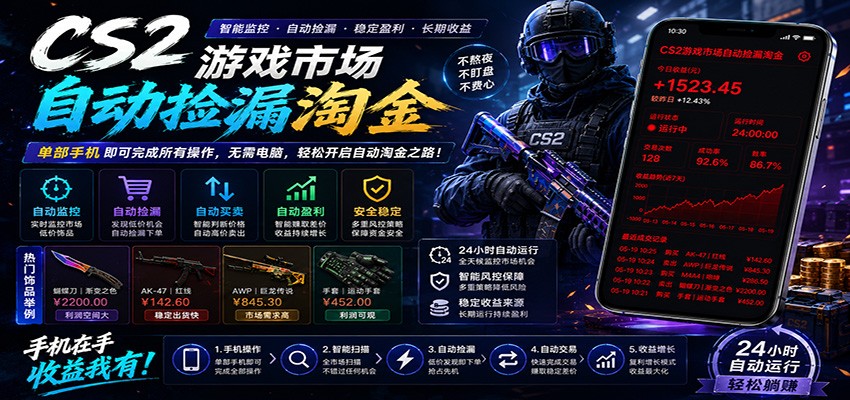 CSGO挂机捡漏项目通过利用游戏饰品交易机制，结合薄凉软件辅助捡漏，实现盈利网赚项目-副业赚钱-互联网创业-资源整合青创网