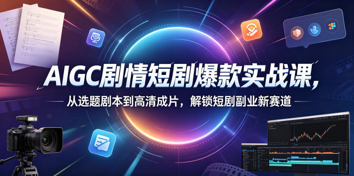 AIGC剧情短剧爆款实战课，从选题剧本到高清成片，解锁短剧副业新赛道-白蛇网