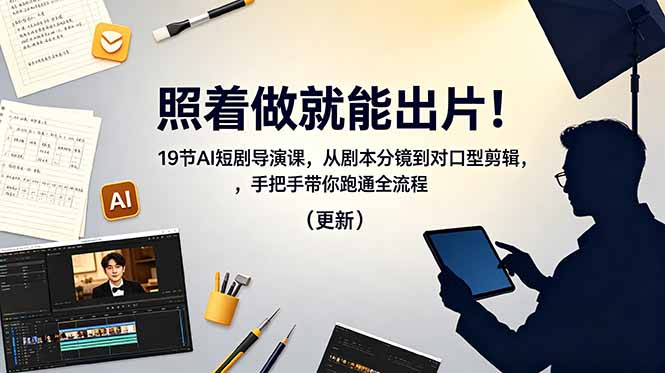 照着做就能出片！19节AI短剧导演课，从剧本分镜到对口型剪辑，手把手带你跑通全流程(更新-白蛇网
