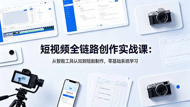 短视频全链路创作实战课：从智能工具认知到短剧制作，零基础系统学习网赚项目-副业赚钱-互联网创业-资源整合青创网