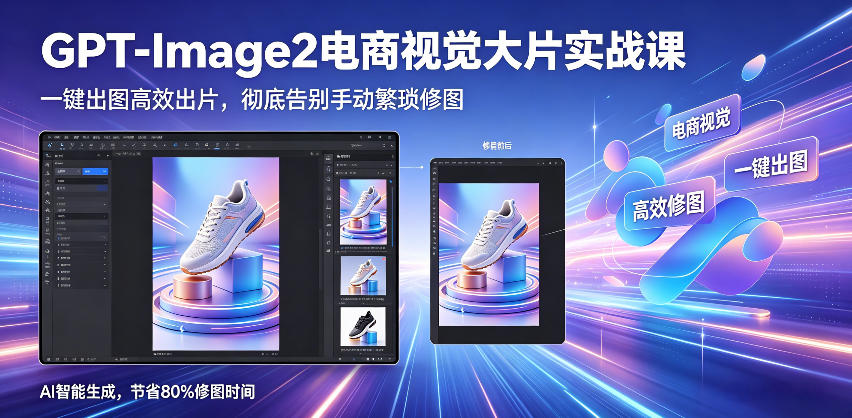 GPT-Image2电商视觉大片实战课，一键出图高效出片，彻底告别手动繁琐修图(更新)-白蛇网