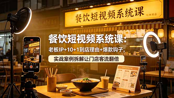 餐饮短视频系统课：老板IP+10+1到店理由+爆款钩子，实战案例拆解让门店客流翻倍-白蛇网